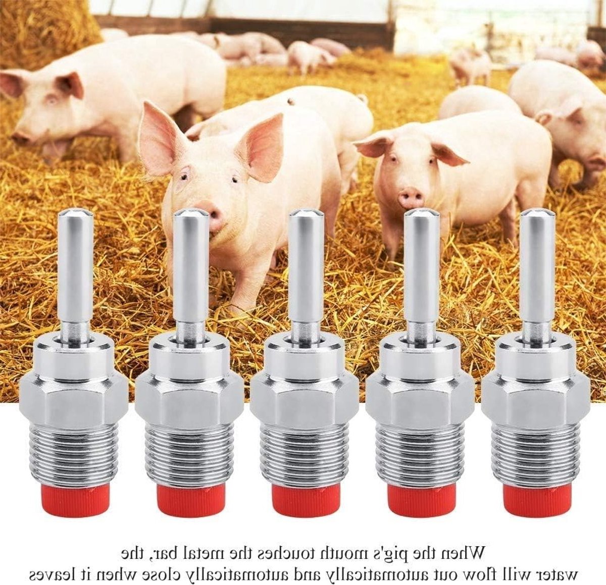 Automatisch Varkens Drinkwatersysteem, 5 Stuks RVS Watergeefsystemen voor Biggen en Zeugen, Dierenvoeding en Watervoorziening