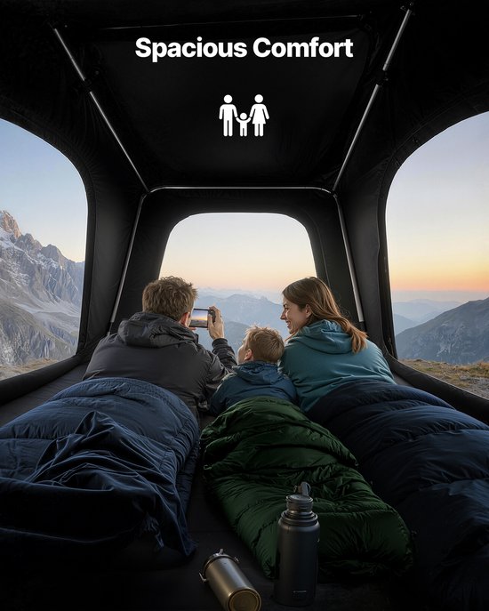 VEVOR Daktent Hard Shell, 2-3 Persoons Aluminium Daktent Hardshell met Tri-Color LED Licht & Dik Mattres, Waterdicht Winddicht Overland Kachet Dakkluizendrager Geschikt voor Jeep SUV Pickup van Vevor — afbeelding 4