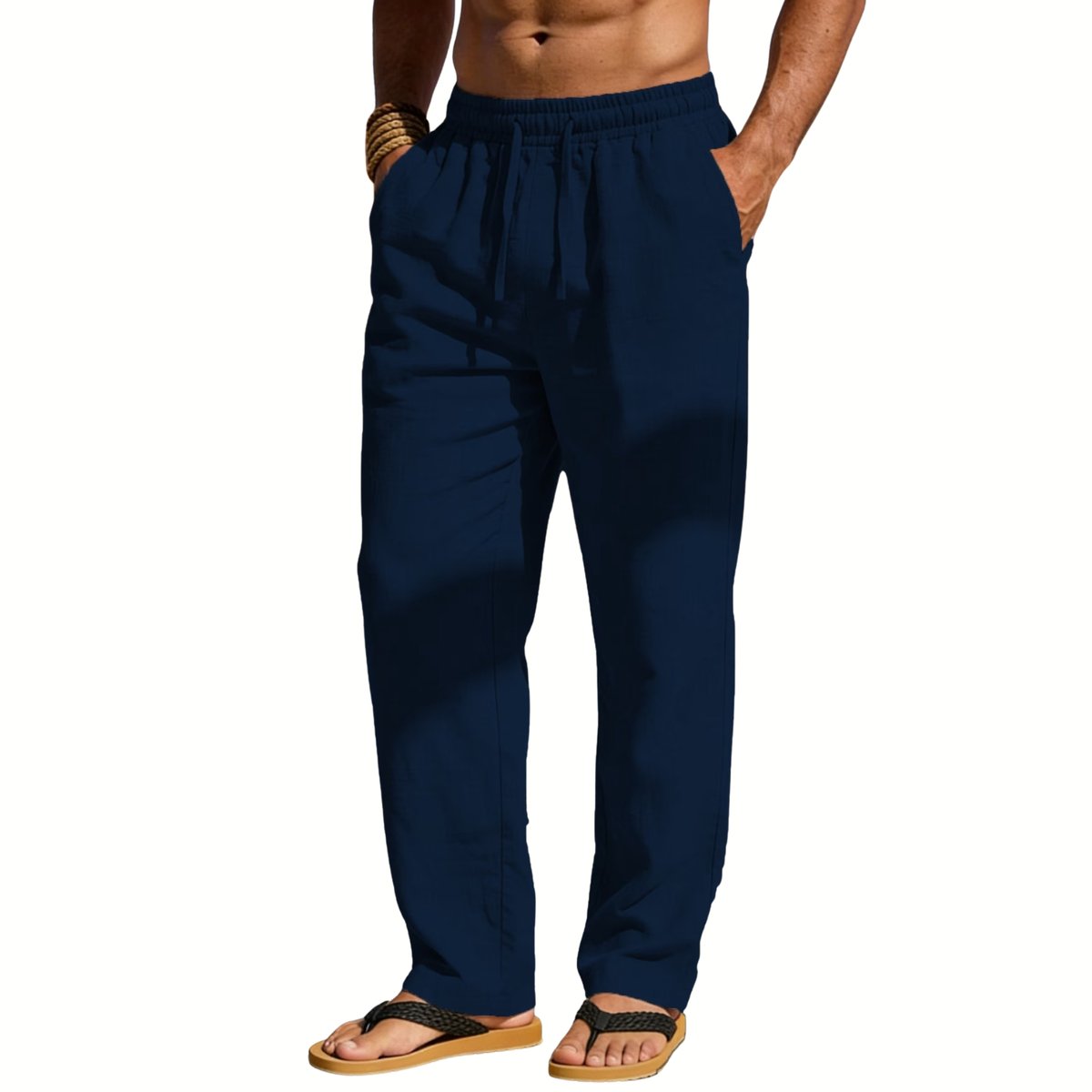 Currero Linnen Broek Heren - Zomerbroek - Volwassenen - Lange Broek - Pantalon - Strandbroek - Zomer - Ibiza Stijl - Marineblauw XL