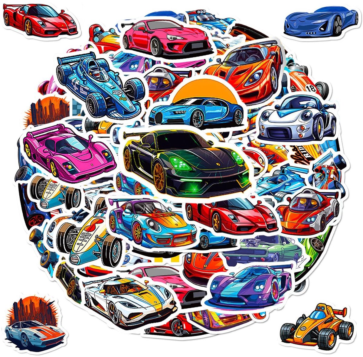Dailygoods- Racestickers 100 stuks - Zelfklevend - Waterdicht - Decoratieve Stickers - Voor Skateboards/Gitaren - Meerdere Maten