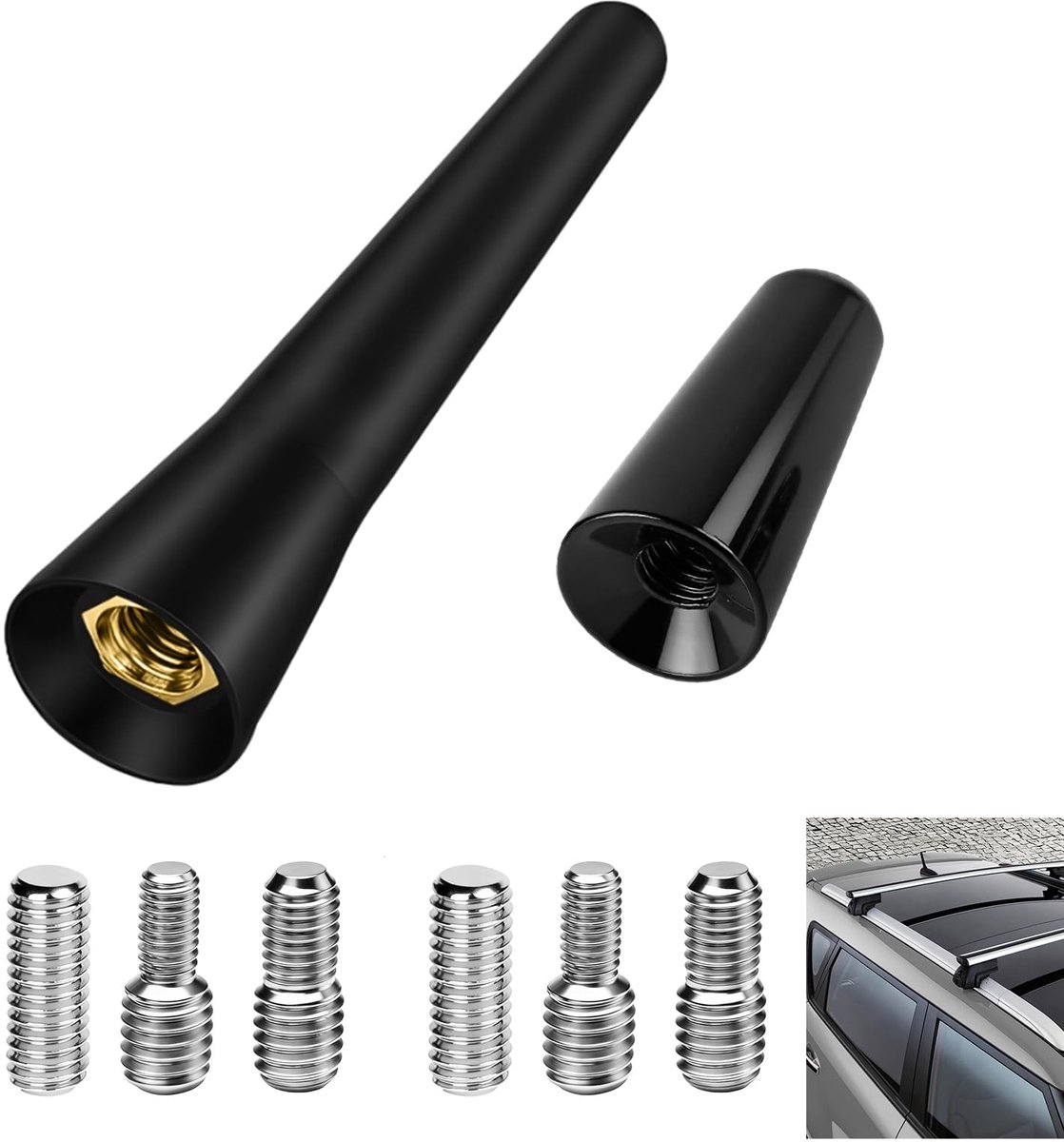 Dailygoods- Autoantenne Compact - Korte Antenne 3/6,5 cm - Universeel AM/FM - Waterdichte Roestvrijstalen Kern - Eenvoudige Installatie - Duurzaam Ontwerp - Radioantenne
