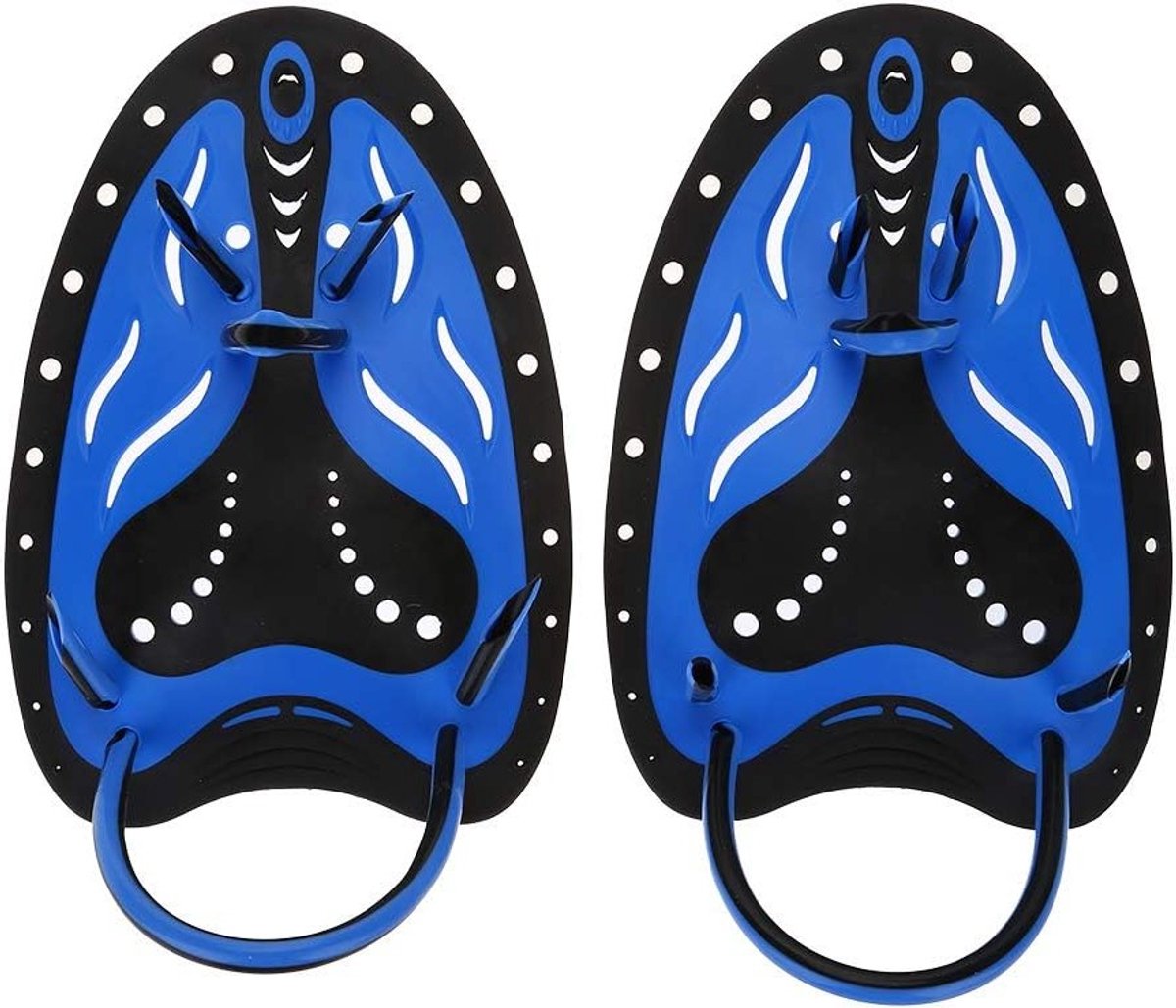 Fijne Fins Swim Hand Paddle Verstelbare Duik Trainingshandschoenen voor Professioneel Zwemmen en Training (Blauw)