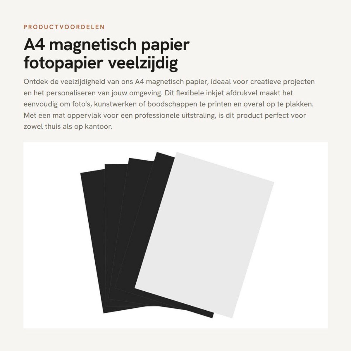 Dailygoods- Magnetisch Papier A4 - 5 Stuks - Flexibel - Inkjet Afdrukvel - Afdrukbaar Fotopapier - Mat Oppervlak - Magnetisch Afdrukpapier