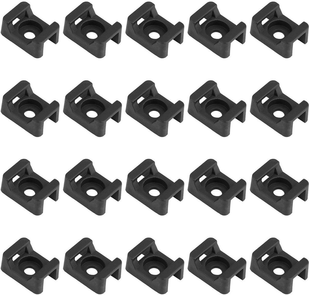 Dailygoods- Kabelbinder 150 Stuks - Kabelbinderhouders - Zadeltype Montage - Kunststof - Zwart - Afmetingen 23x16 mm - Kabelbinderhouder