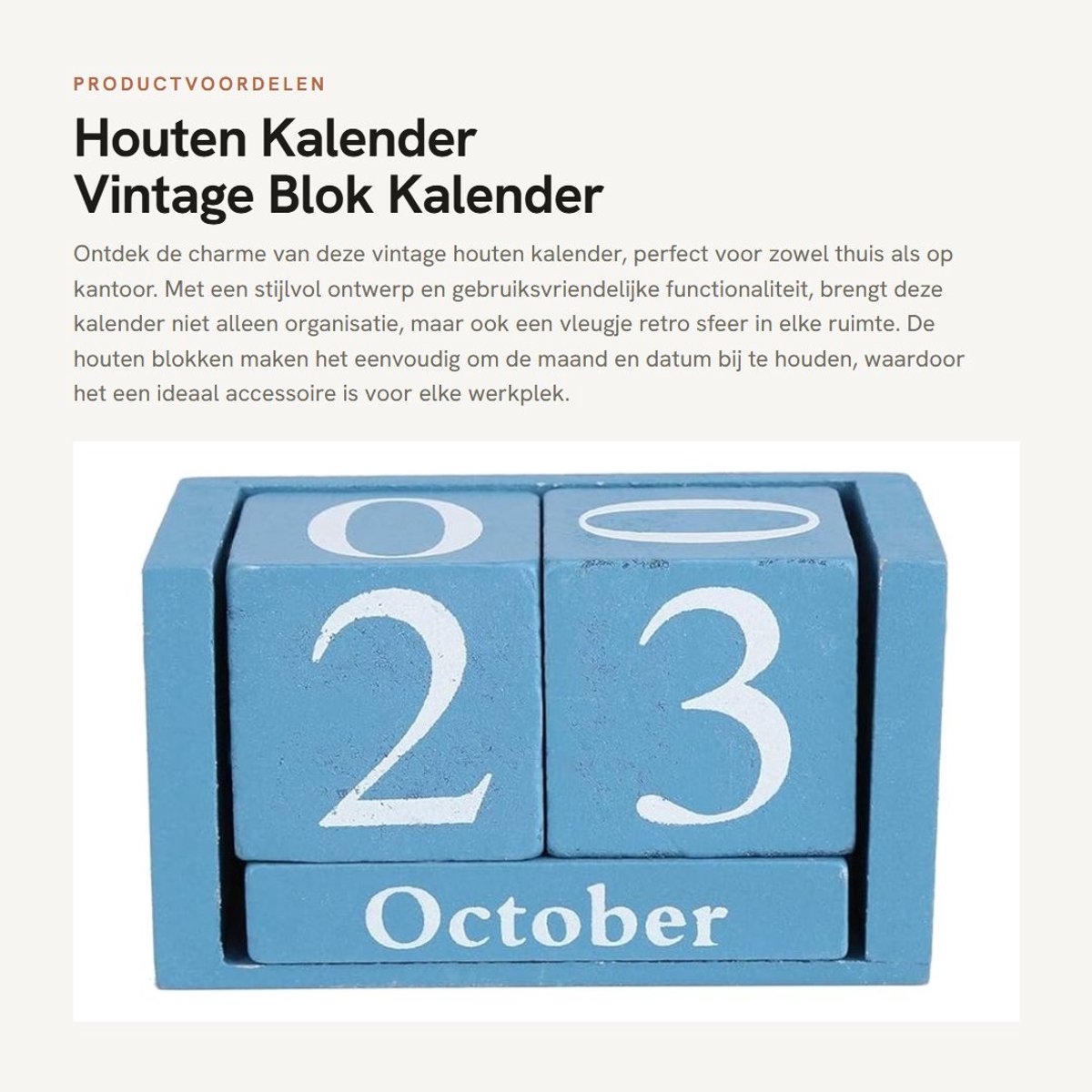 Dailygoods- Houten Kalender Hoogwaardige Blokkalender - Maand/Datum Weergave - Vintage Houten Decoratie - Desk/Office Gebruik - Duurzaam Hout