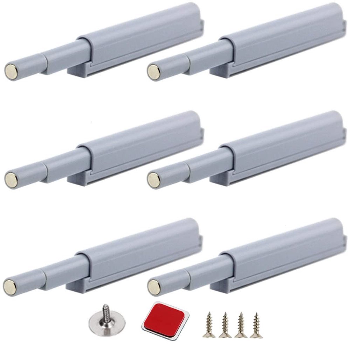 Dailygoods- Drukdeuropener - Magnetische Sluiting - Deuropener - Kastdeuropener - Handleloos - 6 Stuks - Deurslot