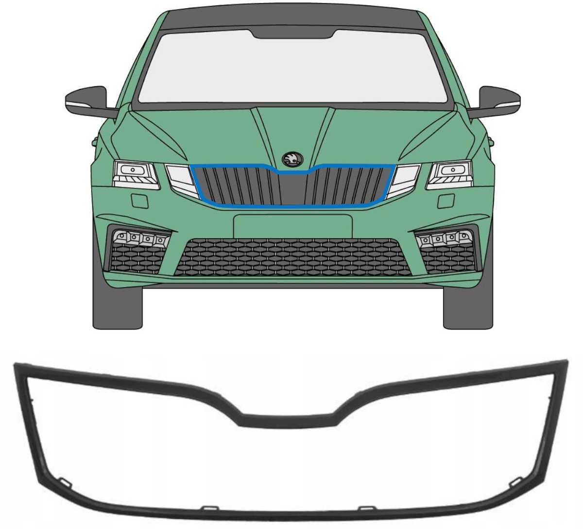 Frame van de grille voor Skoda Octavia III 2017-2020