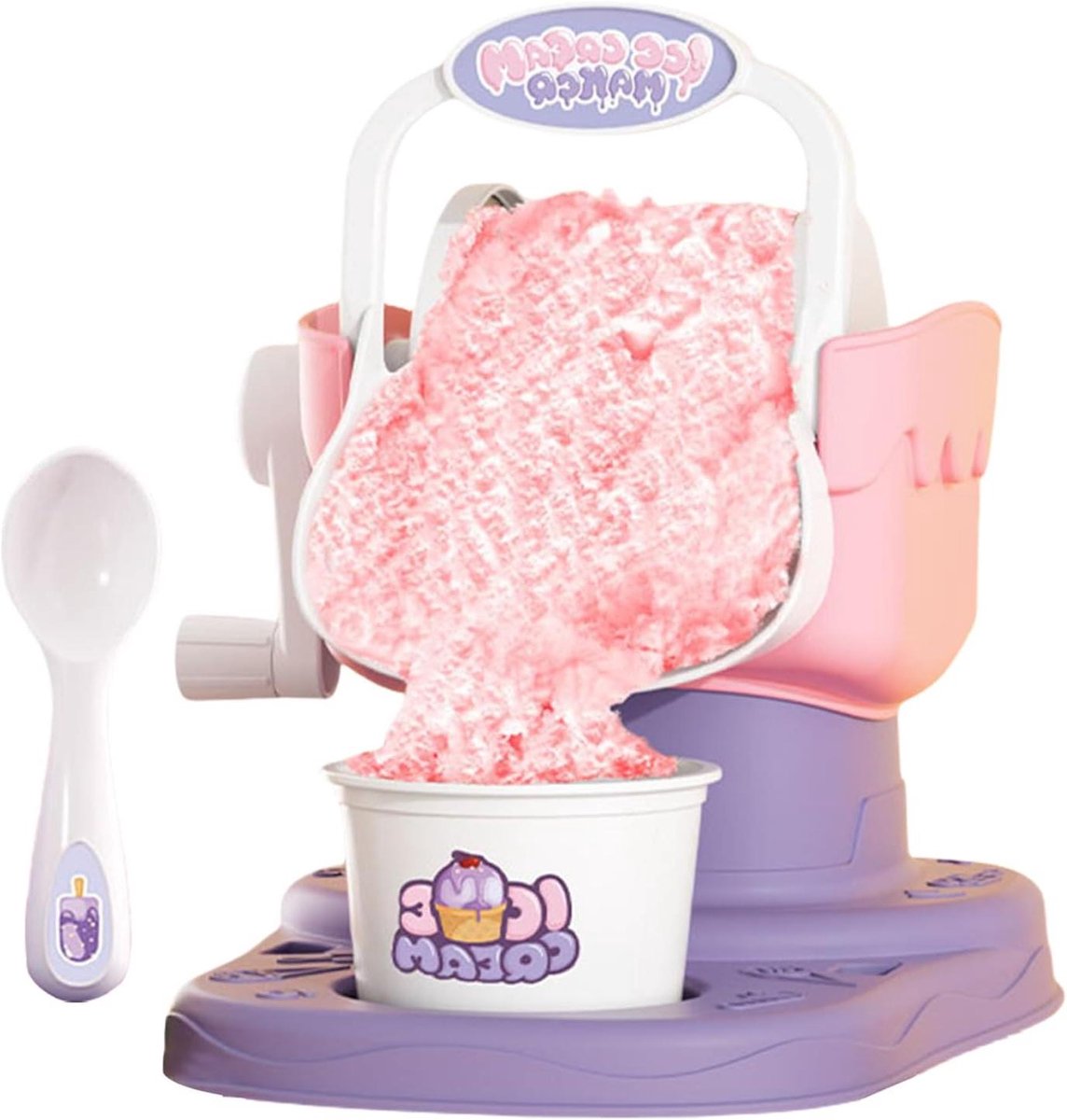 IJsmachine - Dessertmaker - Zomerse traktaties maken - Handslinger bediening - 17.5x22.1x19.2cm - roze
