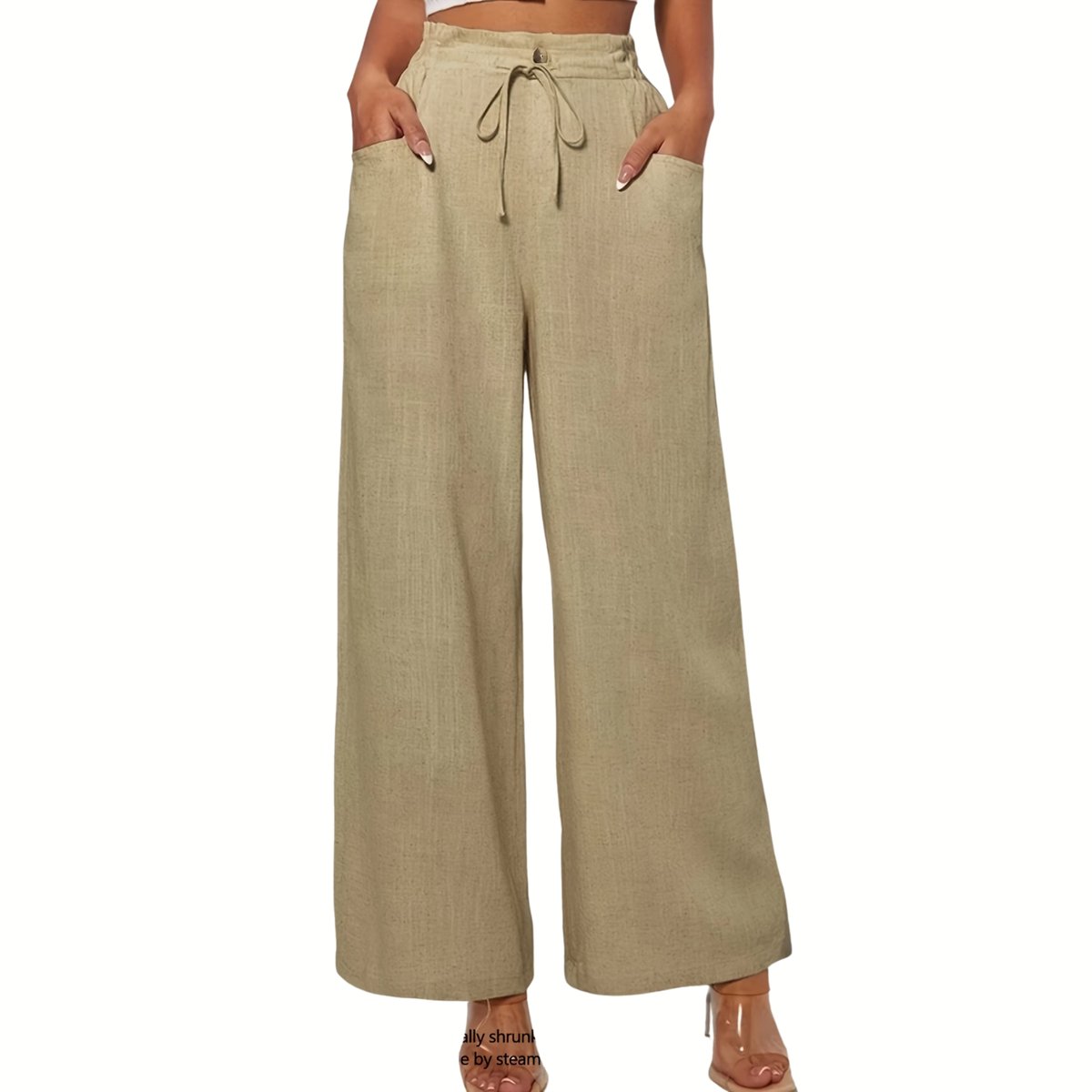 Currero Linnen Broek Dames Zomerbroek Volwassenen Lange Broek Pantalon Strandbroek Zomer Ibiza Stijl Kameel Geel