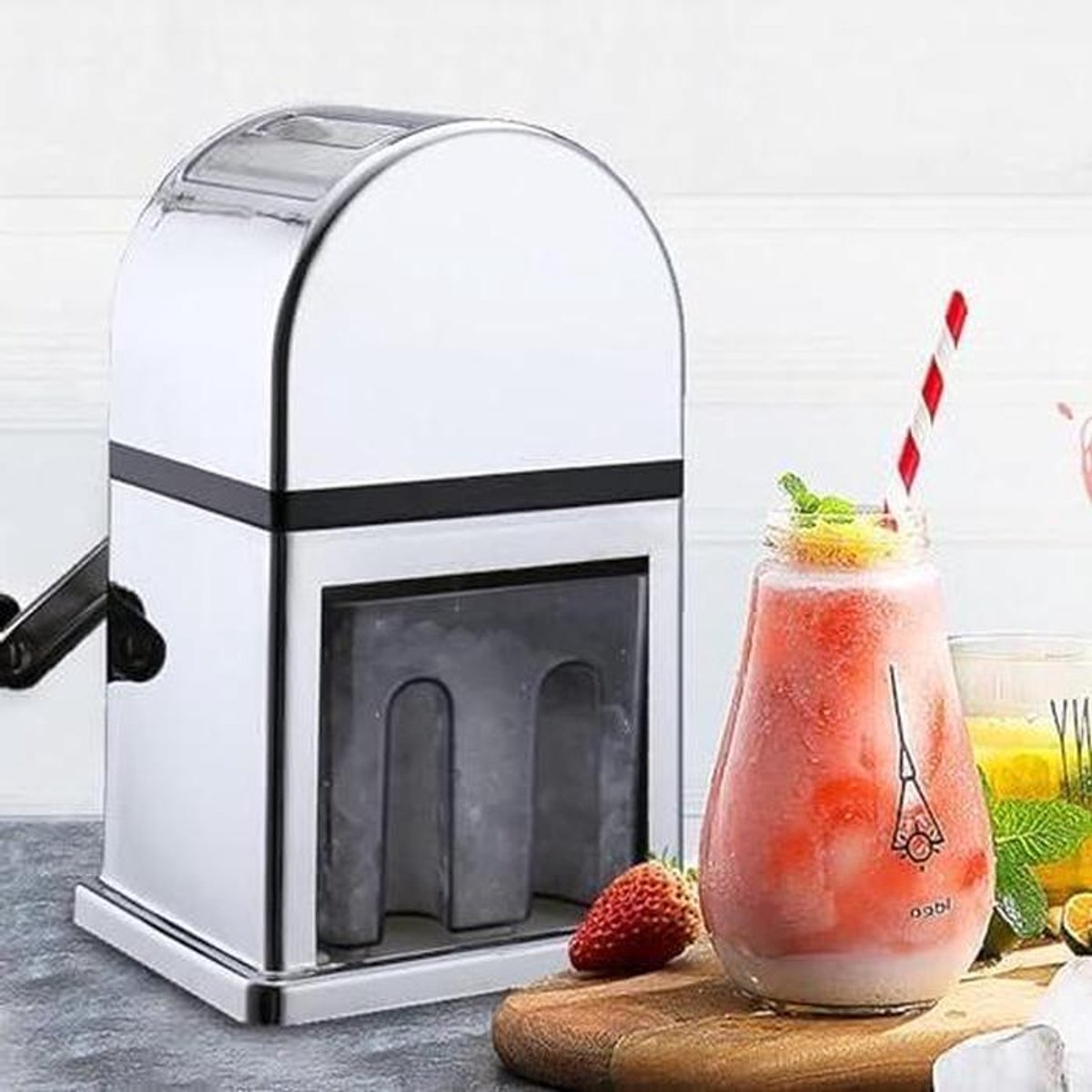 Handmatige ijsbreker - IJsscheerapparaat - Drankjes maken - Roestvrijstalen messen - Compact ontwerp - Wit