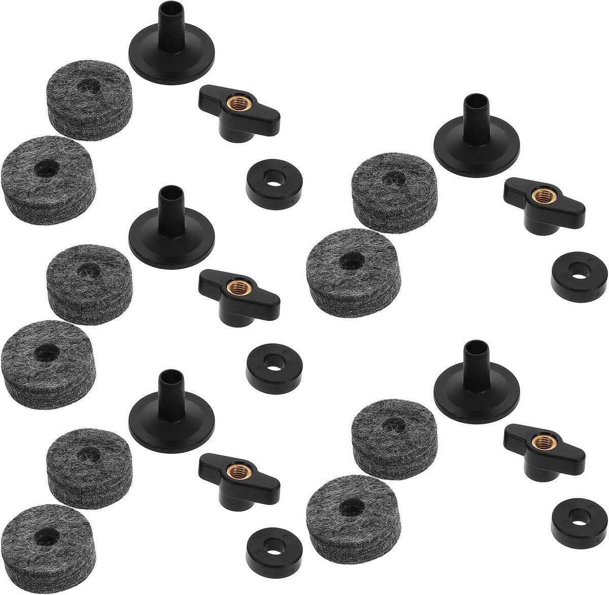 Cymbal Accessoireset - Drum Onderdelen - Percussie Beschermen - Universele Pasvorm - 5 Sets - Zwart