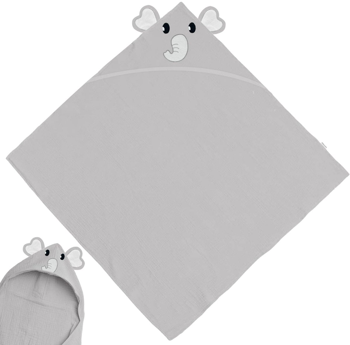 Dailygoods- Babyhanddoek met capuchon - Superzachte badponcho - Huidvriendelijk katoen - Hoog absorptievermogen - Ideaal na het bad - Schattige diermotieven
