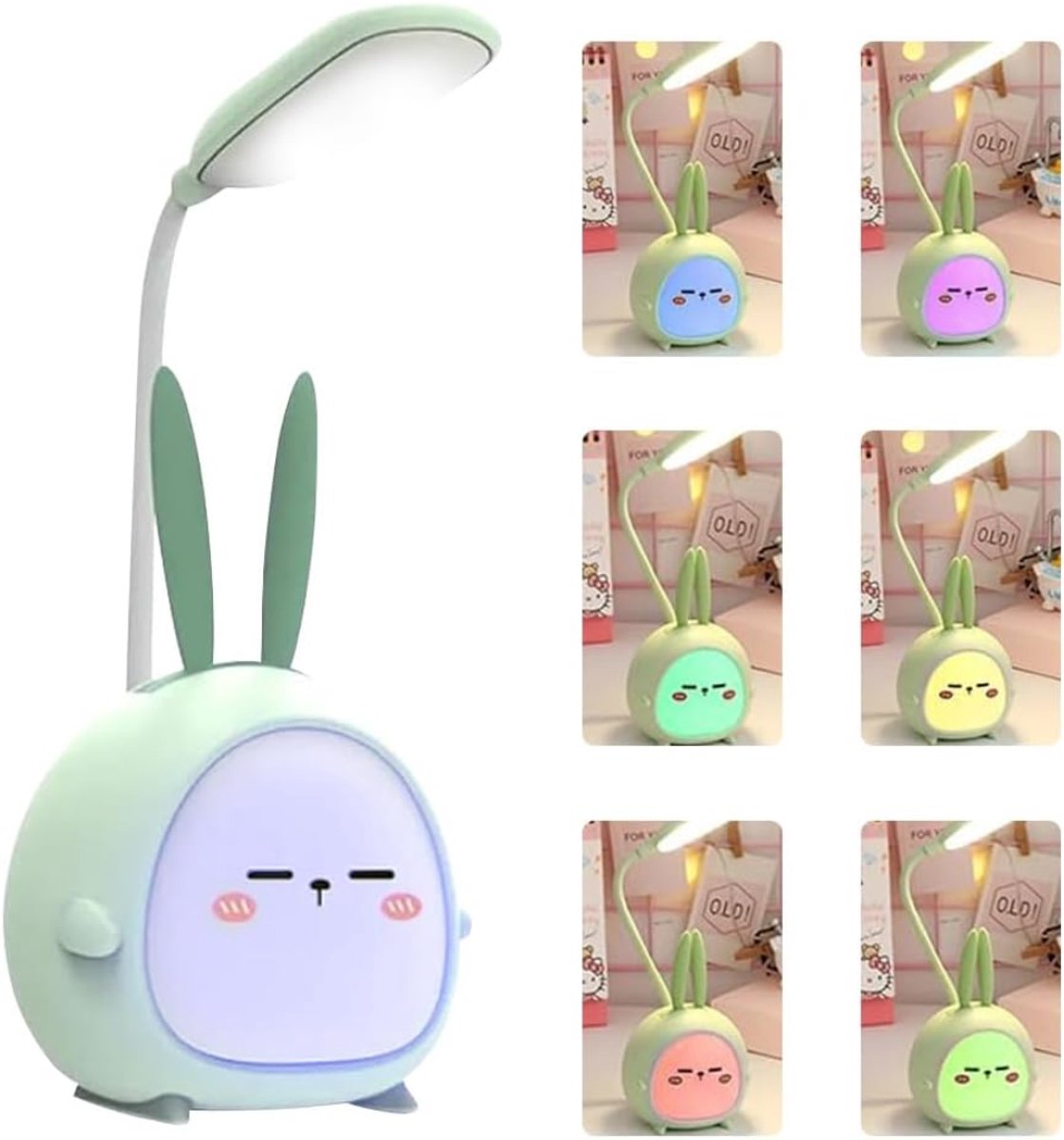 QORA® Bureaulamp Kinderkamer - Bureaulamp Roze - Tafellamp Kinderkamer - Groen - 8cm x 9cm x 13cm