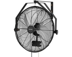 VEVOR 80W Industriële Wandventilator 56,5 cm, 6,4 m/s Oscillerende Wandventilator met 3 Snelheden, IP44 Waterdicht, Commerciële Industriële Ventilator voor Werkplaats, Garage, Magazijn, Sportschool, Zwart