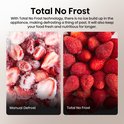 Vergelijking van aardbeien: links handmatige ontdooiing met ijs, rechts totale No Frost.