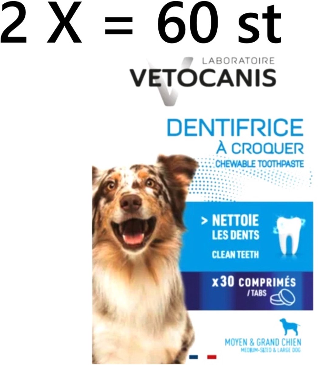 Laboratoire VETOCANIS - ** 2 x ** kauw tandpasta voor honden - als snack.. - kippensmaak - 1/2 tablet tot 5 kg - 1 tablet /10 kg - ... lekker en doeltreffend