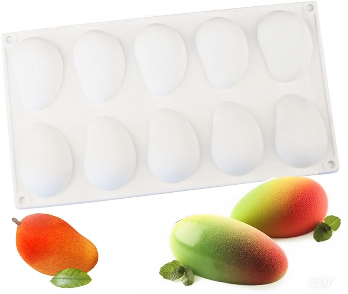 Dailygoods- Siliconen Mal 10 Gaten - Bakvorm voor Fondant - Fruitvorm - Snoepvorm - Gelei Bakvorm - 3D Mal
