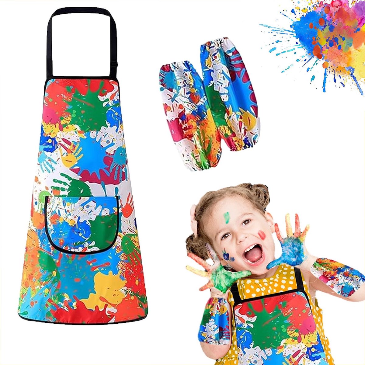 Dailygoods- Schort Kinderen Waterafstotend - Schilderschort - Knutselschort - Verstelbaar - Lichtgewicht - Voor 6-12 Jaar - Kinderschort