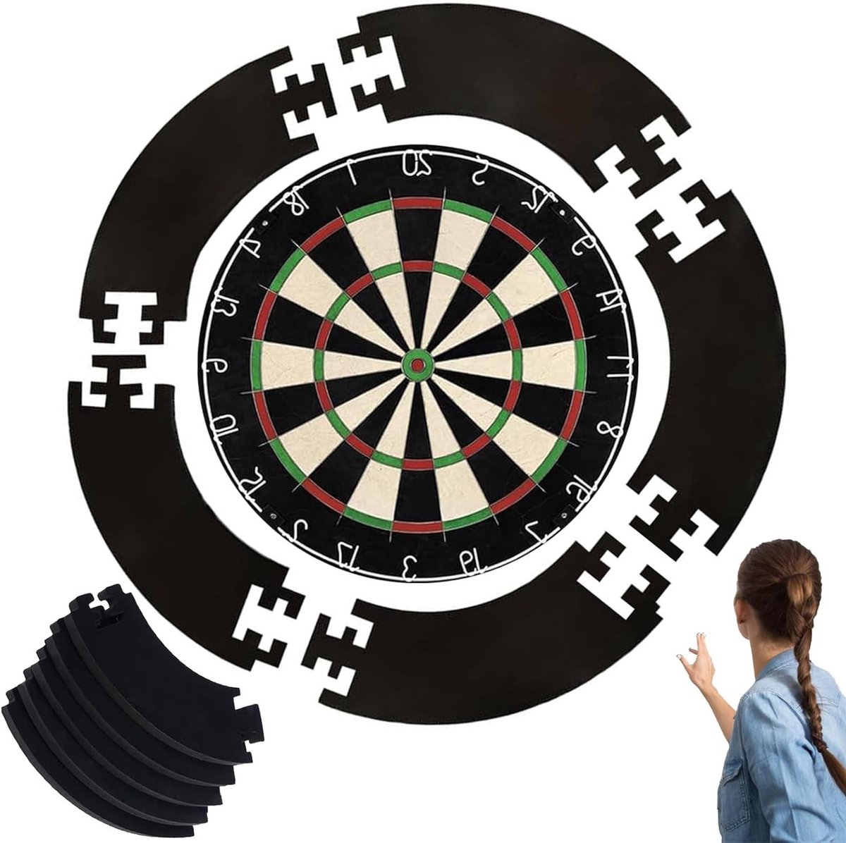 Dartbord Beschermring Set van 5 Stukken, Muurbescherming en Eenvoudige Montage voor Thuis en Buiten, Ideaal voor Dartliefhebbers en Spelers