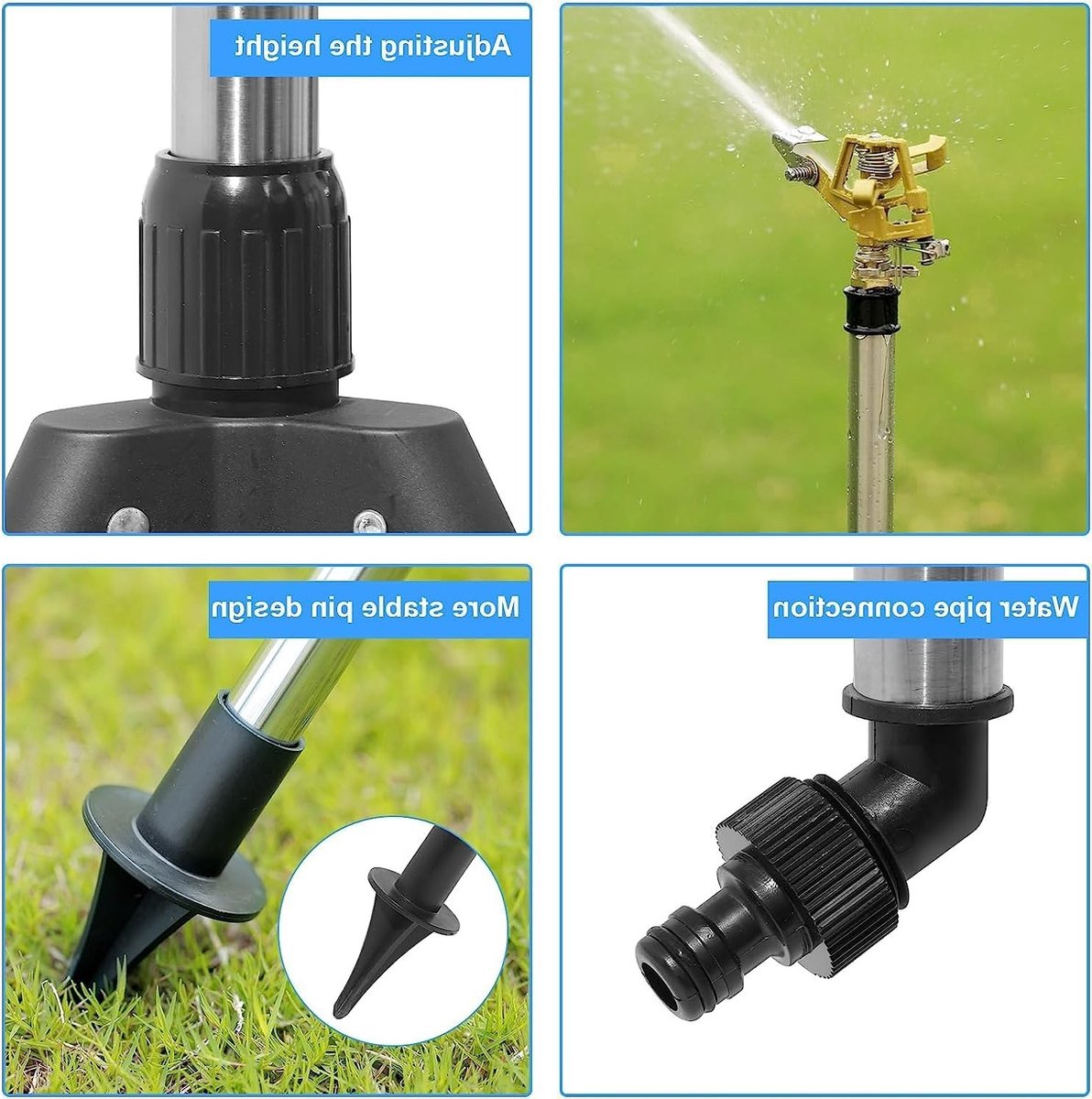 Telescopische Irrigatieset met RVS Spuitkop en 360° Verstelbare Rondspuit voor Tuin en Gazon, Ideaal voor Efficiënte Watergift en Tuinonderhoud