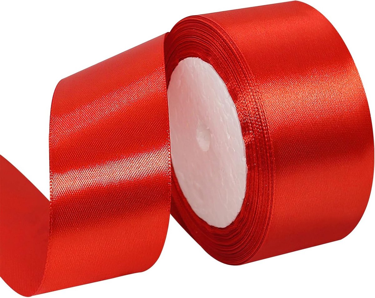 2 Rollen Rode Satijnen Lint 40mm - 22m Cadeaulint voor Cadeauverpakking, Bloemisten, Bruiloften en Feestdagen