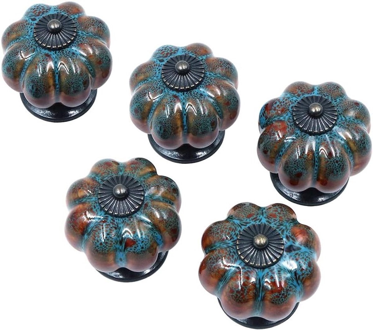 Retro en Elegante Keramische Pompoen Knoppen voor Kast en Lade - 5 Stuks, Handgrepen en De