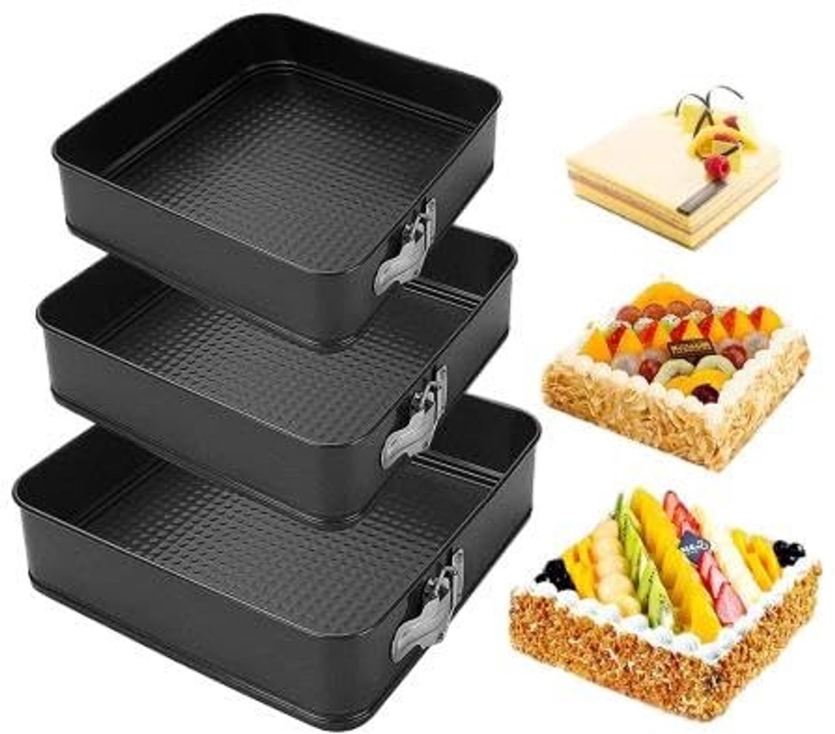 Dailygoods- Springvorm 24/26/28 cm - Antiaanbaklaag - Verwijderbare Bodem - Lekvrij - Multifunctioneel Bakgereedschap - Voor Cheesecake/Pizza/Brood - Taartvorm