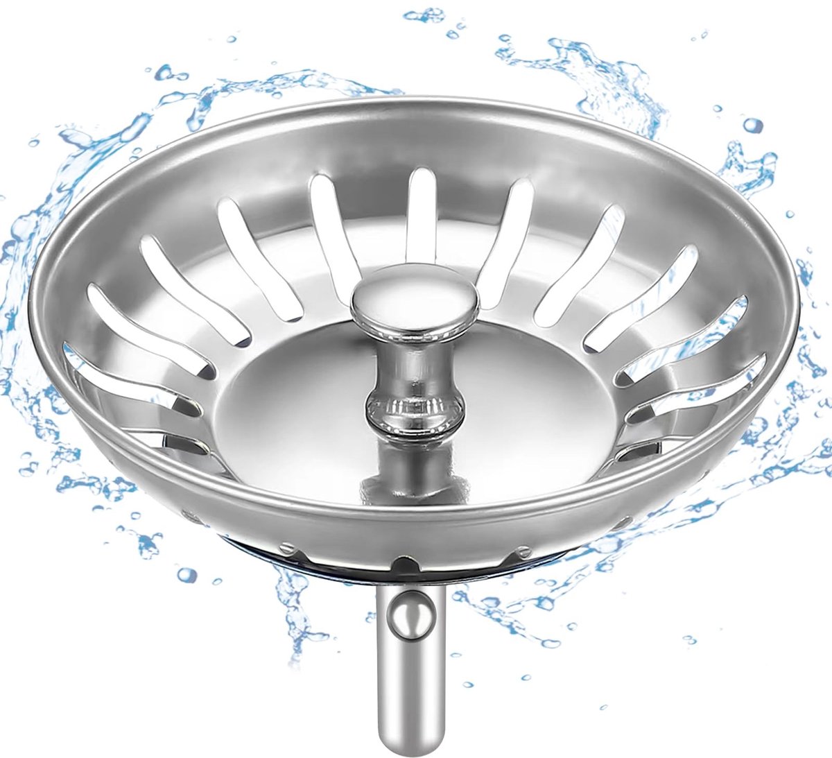 Dailygoods- Afvoerzeef Roestvrij Staal 80mm - Gootsteenfilter - Afvoerplug - Voorkomt Verstoppingen - Duurzaam - Rubber Afdichting