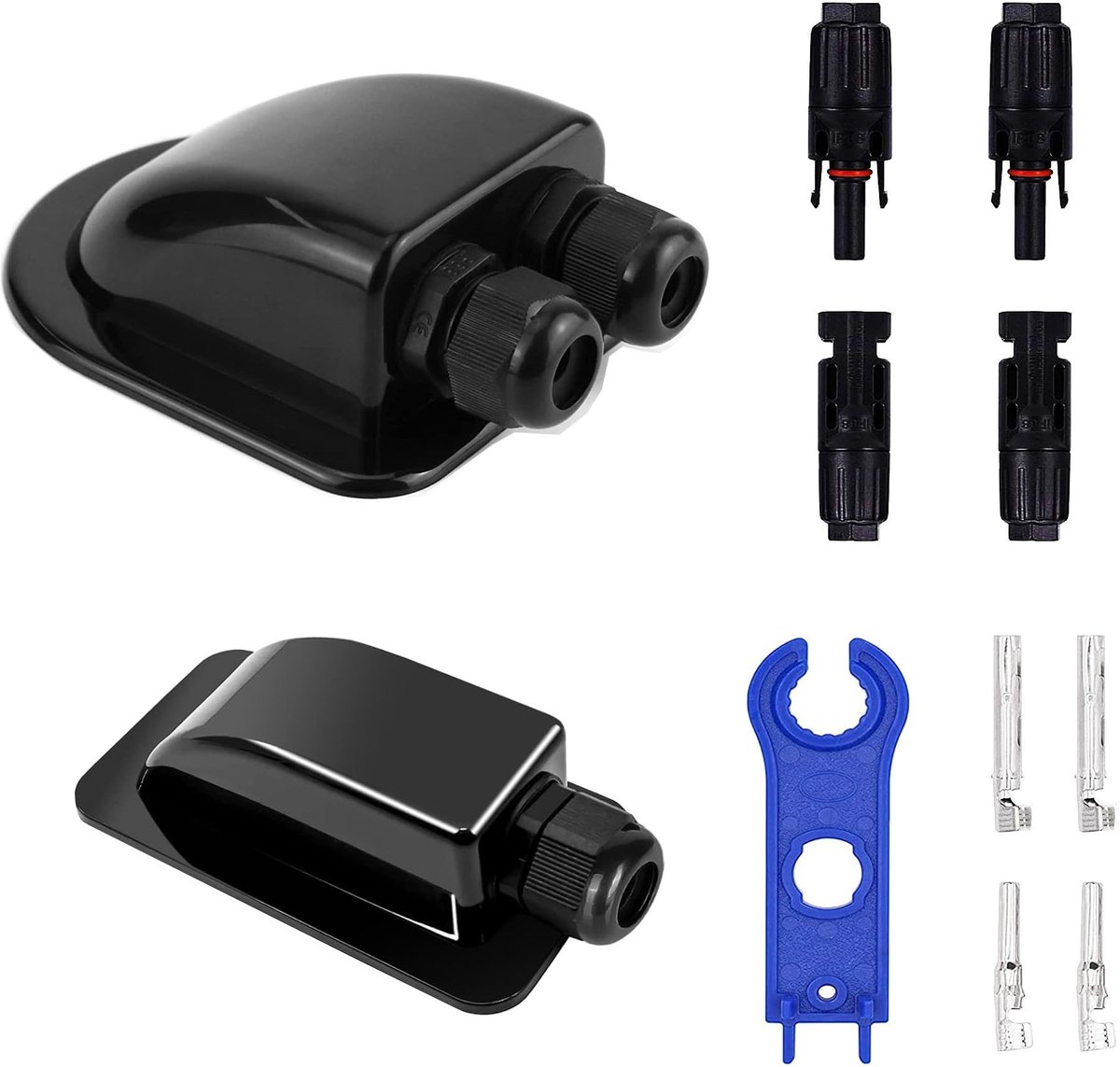Dailygoods- Dakdoorvoer zwart - 1-voudig/dubbel - ABS weerbestendig - Waterdicht - Zonne-kabelinvoer - Voor camper/caravan - Kabeldoorvoer