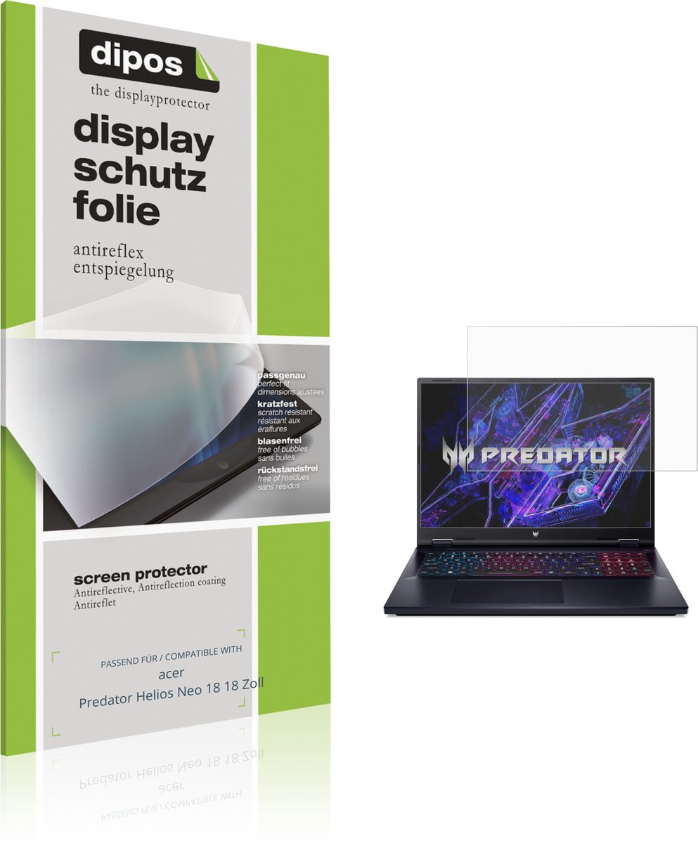 dipos – 2x Matte Beschermfolie geschikt voor acer Predator Helios Neo 18 18 Zoll | Krasbestendige & antireflecterende Screenprotector Ultra-Thin
