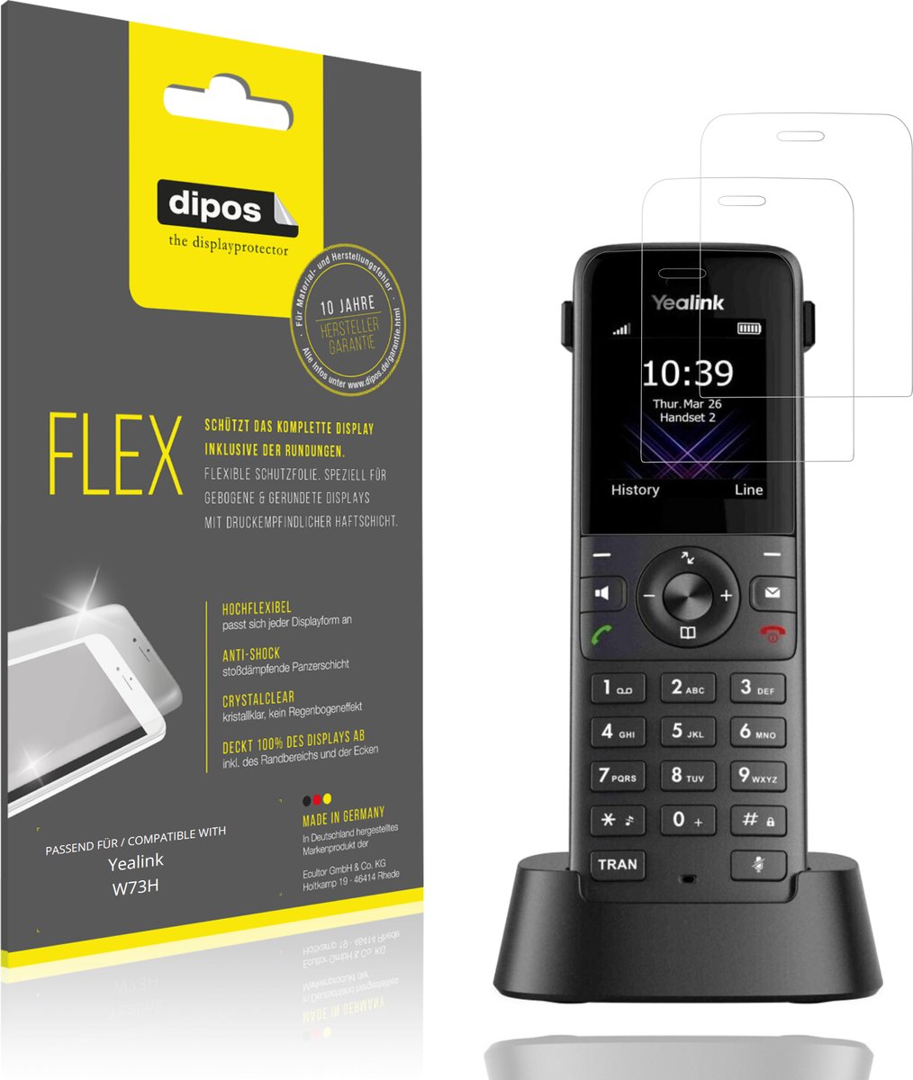 dipos – 2x Beschermfolie geschikt voor Yealink W73H | 3D Full Cover Screenprotector | 100% Passend
