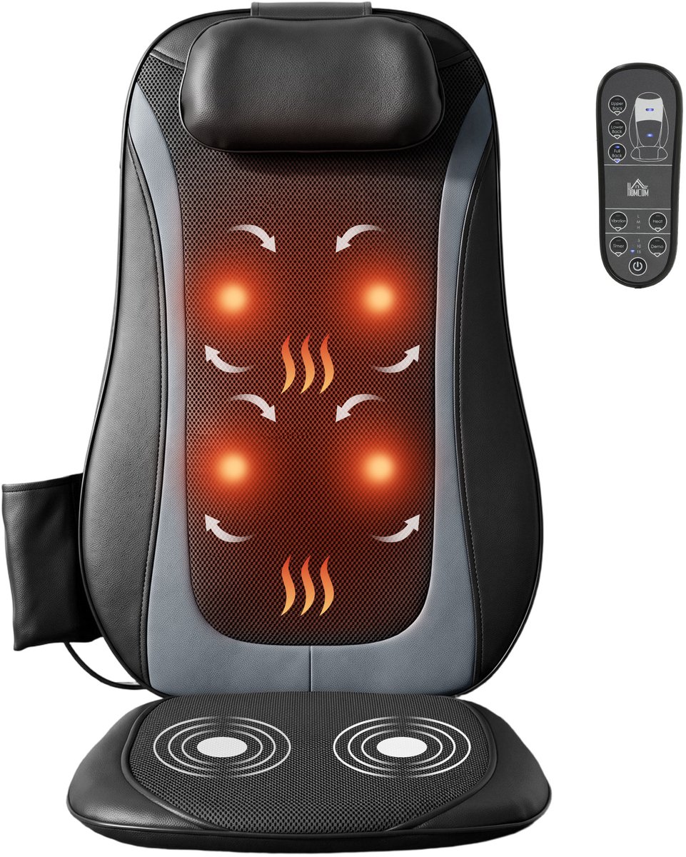 HOMCOM Neck and Back Massager-Leder, Stoff-105L x 45B x 10H cm-Schwarz
