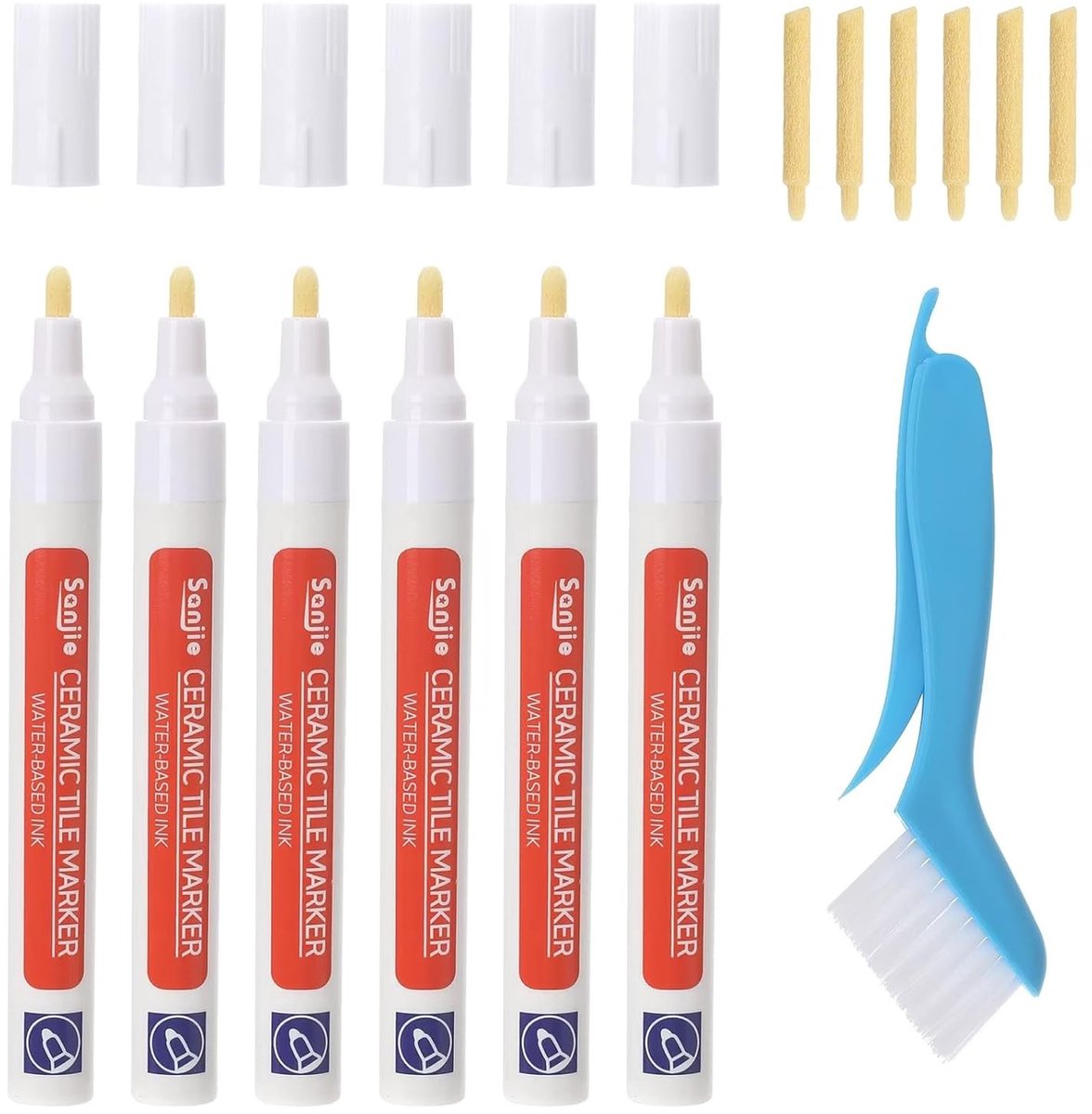 Witte Voegenpen, Waterdichte en Vochtbestendige Reparatiepen met Punt en Schoonmaakborstel voor Badkamer, Keuken en Buitenruimtes