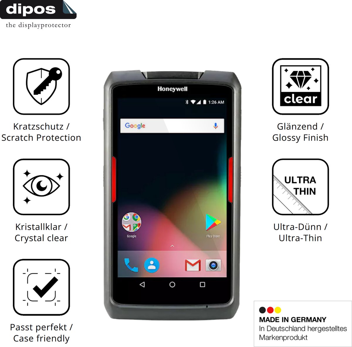 dipos – 4x Beschermfolie geschikt voor Honeywell ScanPal EDA71 | Krasbestendige & heldere Screenprotector Ultra-Thin