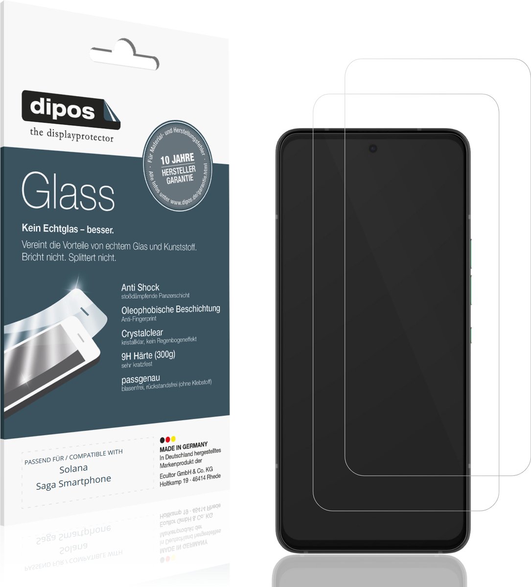 dipos – 2x Pantserfolie geschikt voor Solana Saga Smartphone | 9H Screenprotector