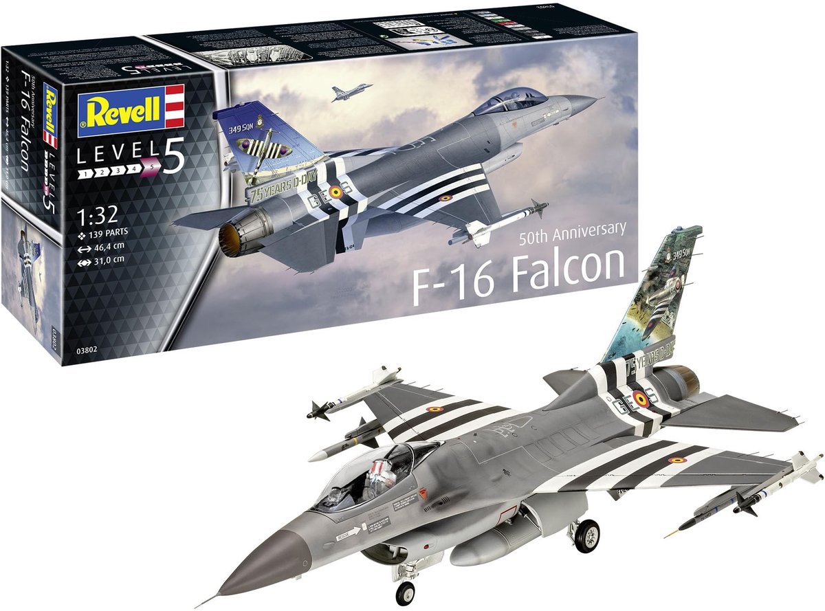 Solidchoice - Modelbouwset F-16 Falcon 1:32 met 150 Onderdelen