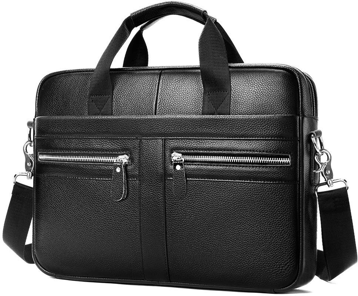 Solidchoice - Leren Aktetas voor 14 Inch Laptop met Vintage Uiterlijk