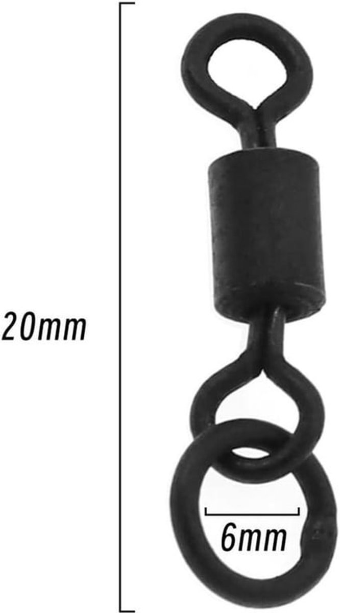Vishaak - Wervel - Sterk en flexibel - Staal - Karper - Rolwartel - Geschikt voor karpervissen - 20 mm lengte 50 stuks vishaken wervel flexibele ring vishaken van staal rolwartel karpervissen accessoires.