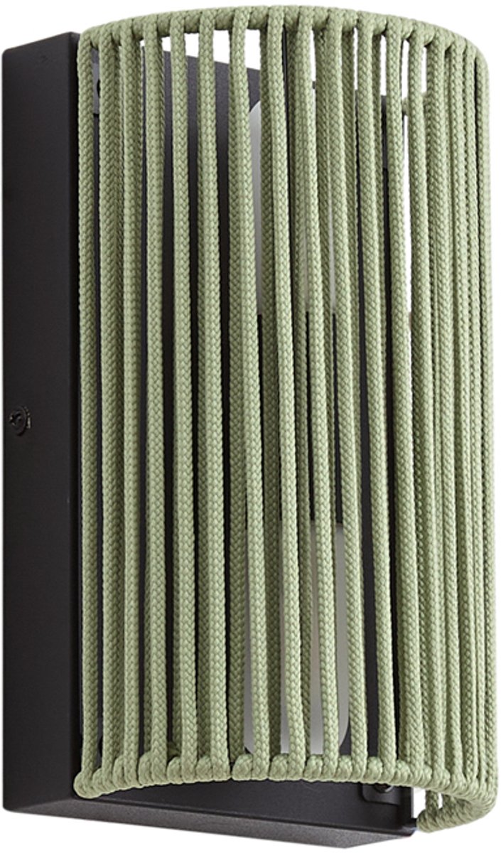 Qazqa japandi wandlamp, buitenlamp met glas voor in de tuin - Jayla - groen, max. 8W, geschikt voor led, 12.7cm, IP44, 2-lichts