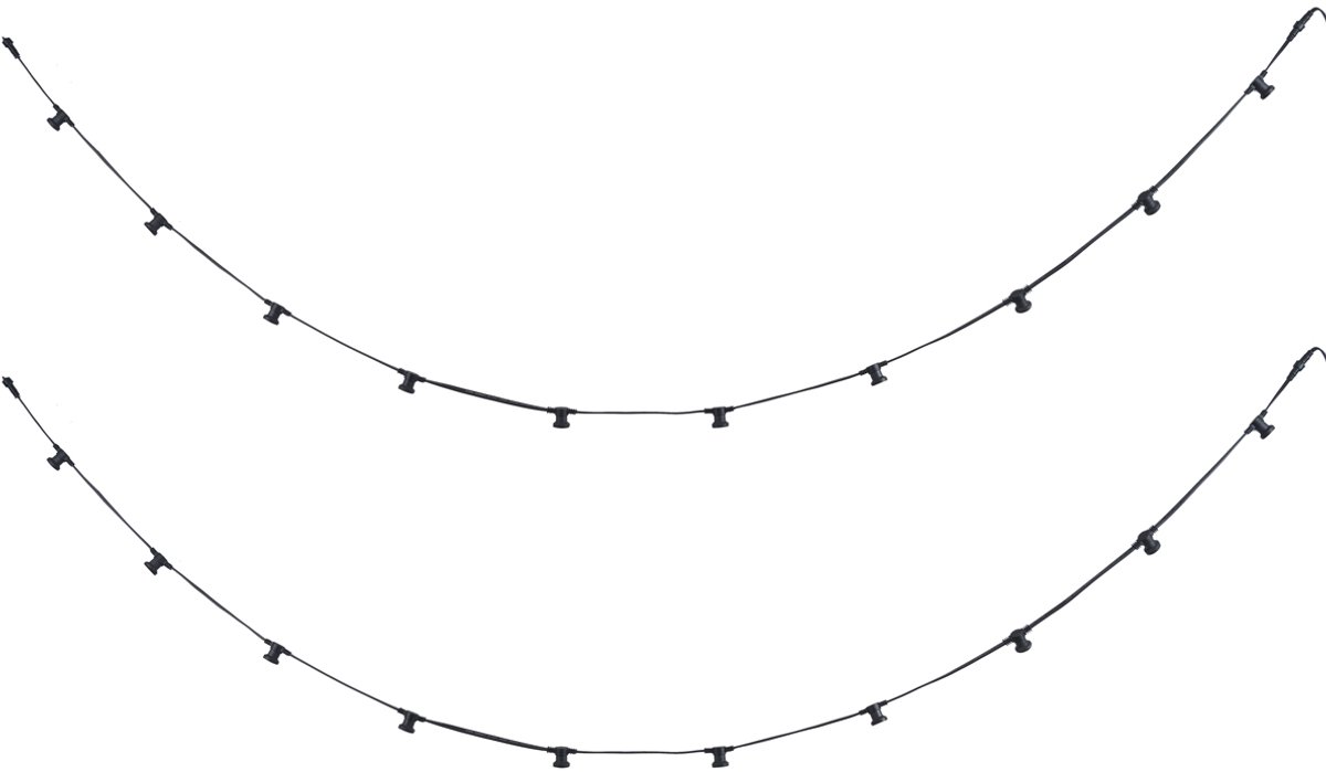 Qazqa design lichtsnoer, prikkabel buitenlamp voor in de tuin - Lubber - zwart, max. 15W, geschikt voor led, 1000cm, IP64, 20-lichts, in set van 2.