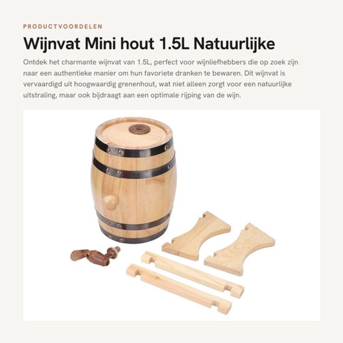 Wijnvat 1.5L - Half Wijnvat - Wijnvat Plantenbak - Wijnvat Kuip - Natuurlijke Houten Constructie - Intern Verzegeld - Houten Vat