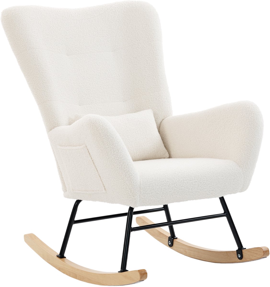 HOMCOM Schommelstoel - Pluche Teddybeer - 67 x 82 x 100 cm - Crème