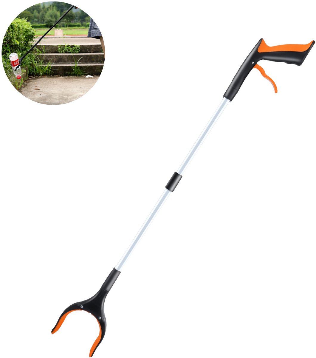 1 stuk - afvalgrijper - plukstok - grijpstang voor afval - opvouwbaar - dik aluminiumlegering - magneetgrijper - buitenreiniging, tuinonderhoud - oranje