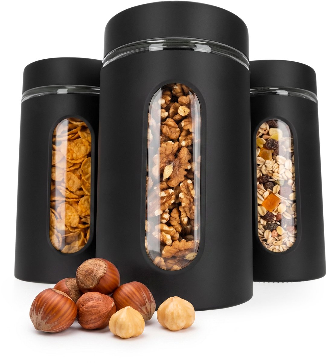 Springos Voedselcontainer - Voorraadpot - Schroefbare Container - Keukenaccessoire - Set Van 3 - 1 L