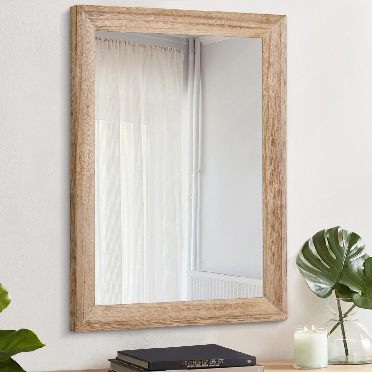 Solidchoice - Rectangulaire Wandspiegel met Houten Frame voor Decoratie