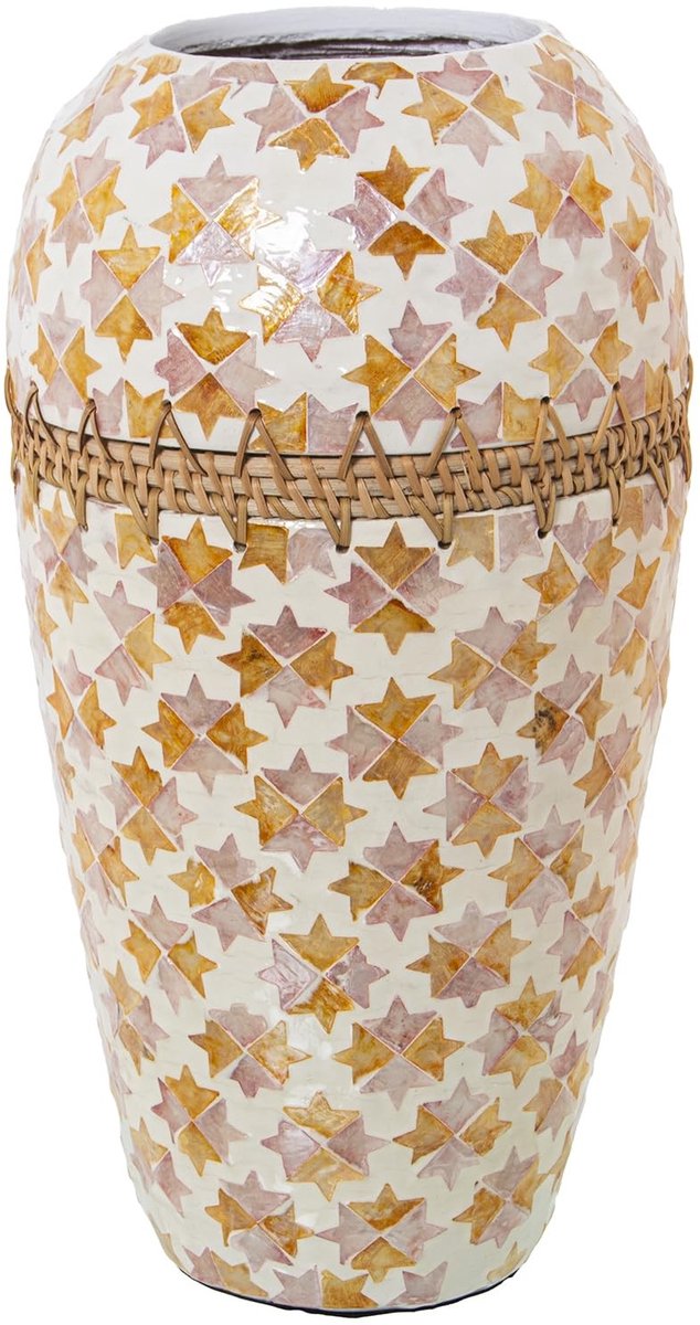 Solidchoice - Tafelvaas van Moeder van Parel en Rattan 22 x 44 cm