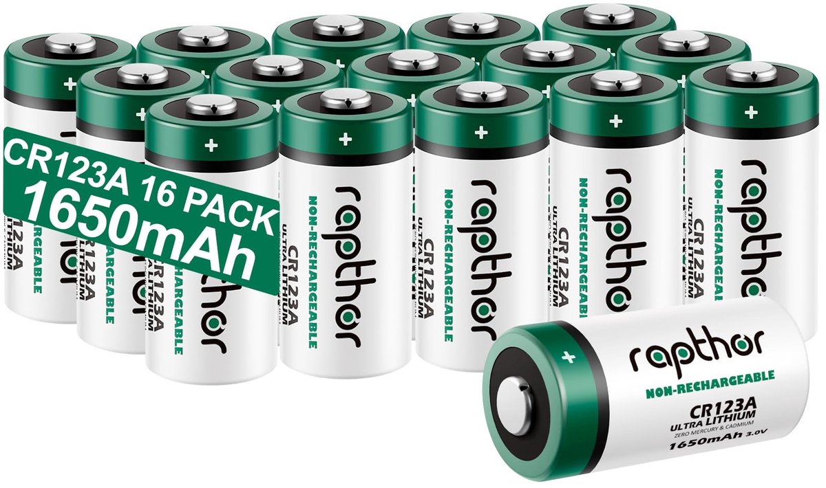 Solidchoice - Lithiumbatterij CR123A 3V Hoge Capaciteit Verpakking van 16
