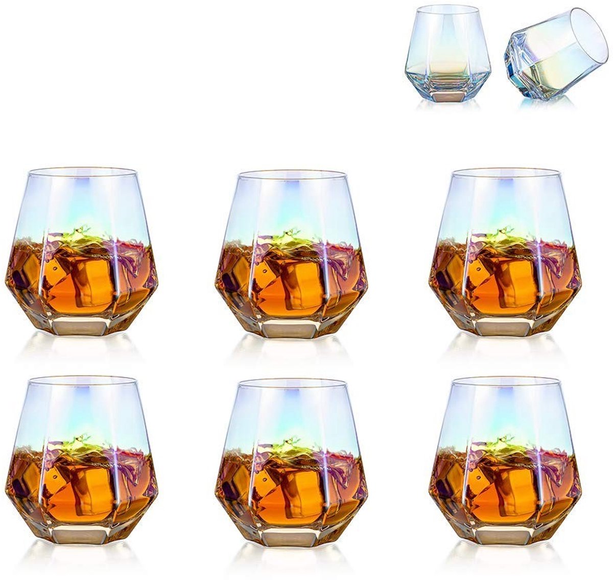 Solidchoice - Set van 6 Geometrische Whiskey Glazen 300ml
