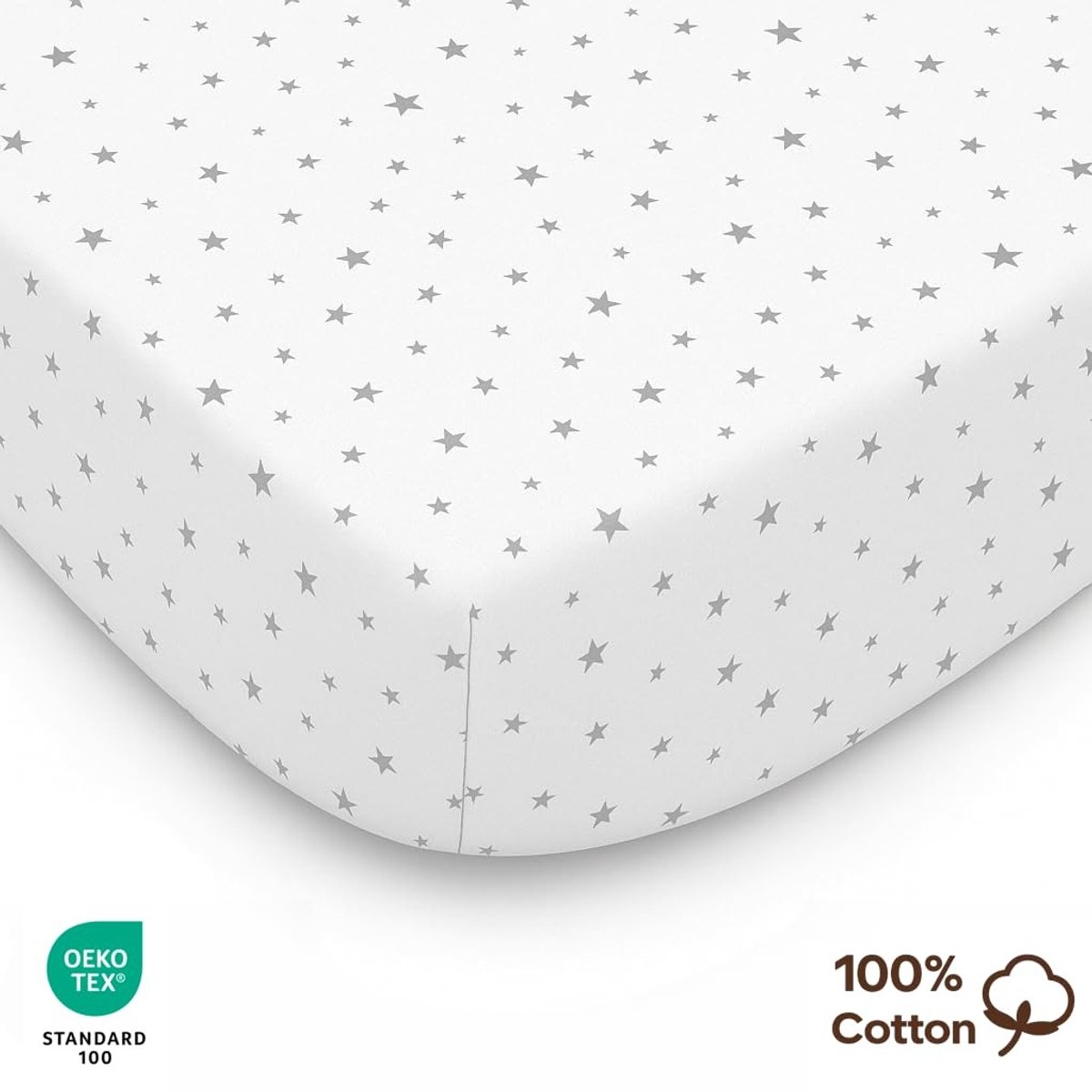 Solidchoice - Set van 2 Fitted Sheets 80x160 cm van 100% Katoen