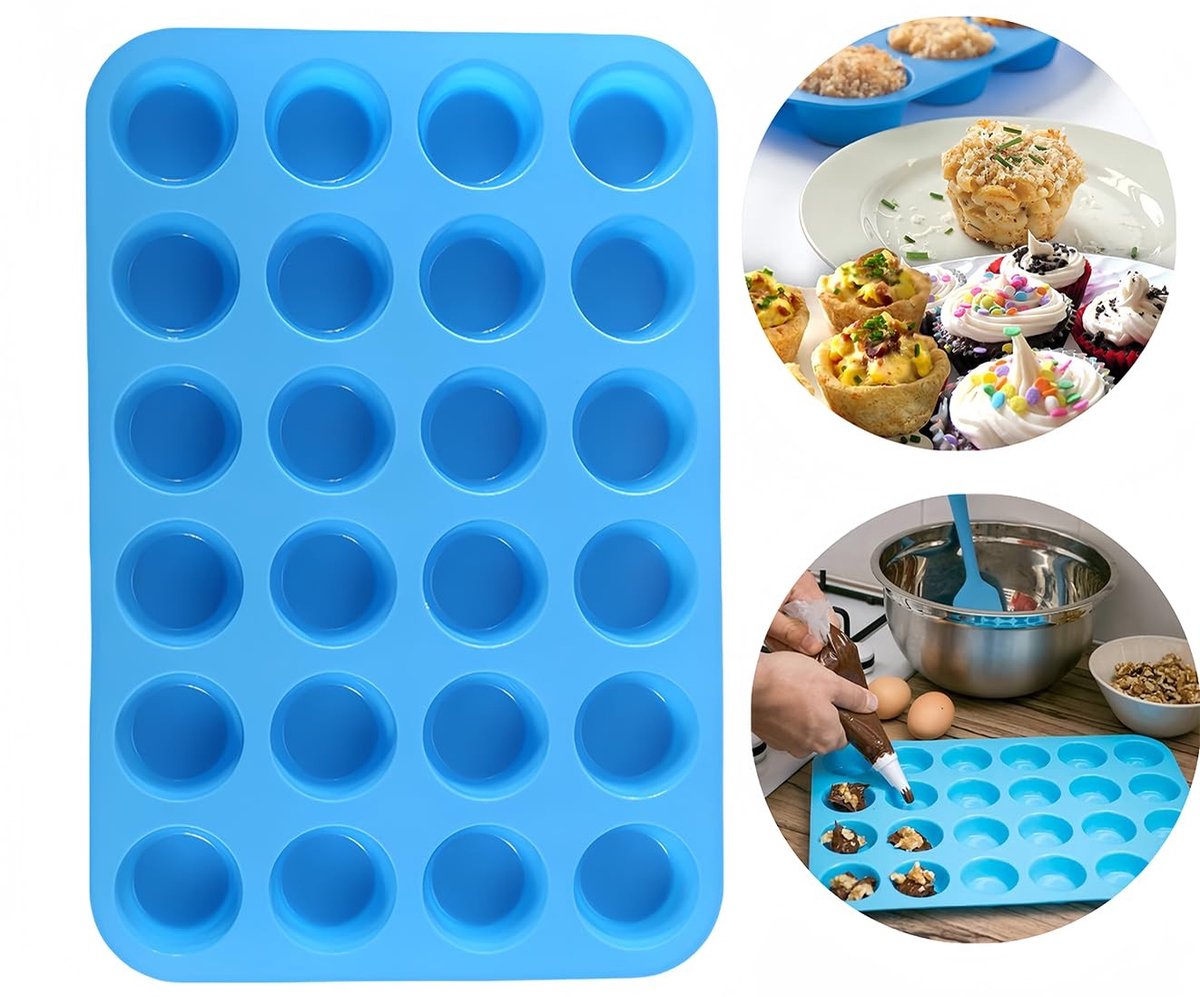 Solidchoice - Mini Muffin Tray voor 24 Muffins, Siliconen Bakvorm